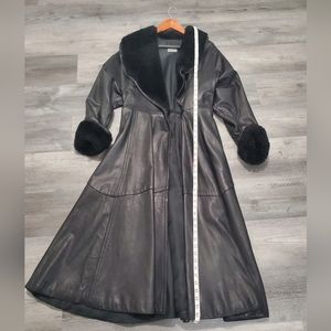 Women's Leather Fur Trench Coat